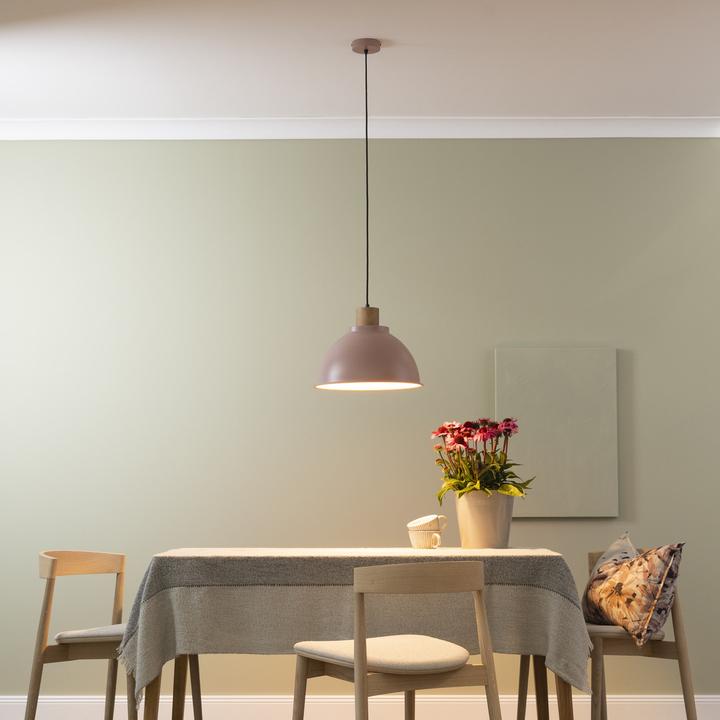 Produktbild Brilliant Erena Pendelleuchte 38cm hellrosa Metall/Holz 1x A60, E27, 60 W, Gee (E27)