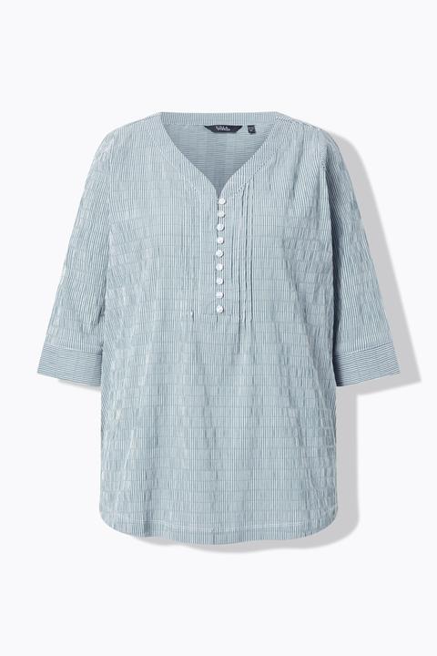 Actual product image Ulla Popken Textured Stripe Pintuck Blouse (54)