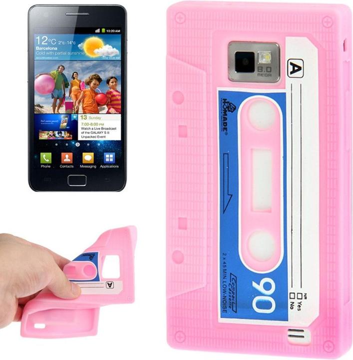 Produktbild König Design Silikon Hülle Retro Kassette für Samsung Galaxy S2 i9100 Rosa (Samsung Galaxy S2 I9100)