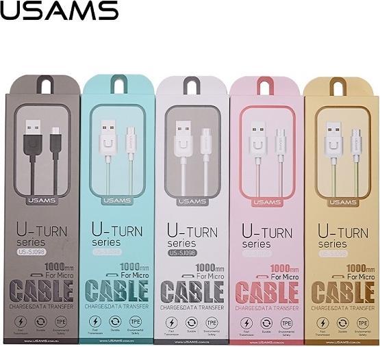 Image du produit Usams Câble U-Turn microUSB 1m bialywhite 2A MICUSBXD02 US-SJ098 (1 m, USB 2.0)