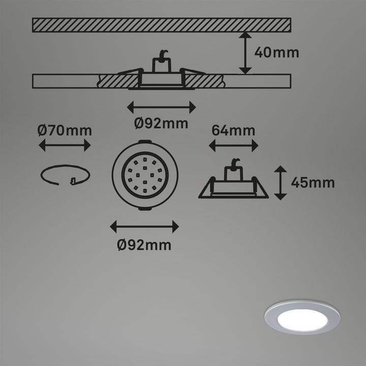 Produktbild Briloner RGB-CCT LED Einbauleuchten-Set,chrom-matt,3xLED/4,8W, IP65 (450 lm)