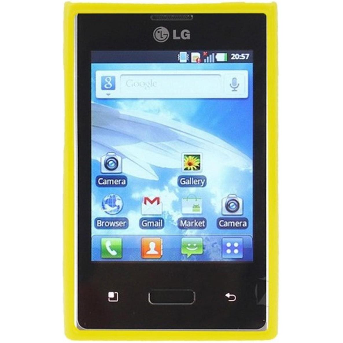 Thumbnail - König Design Schutzhülle TPU Punkte Case für Handy LG Optimus L3 / E400 (LG Optimus L3 II), Smartphone Hülle, Gelb