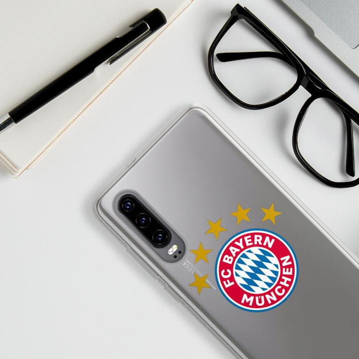 Produktbild DeinDesign Silikon Hülle für Huawei P30 Handyhülle Case Smartphone Schutzhülle FC Bayern München FCB Sterne (Huawei P30)