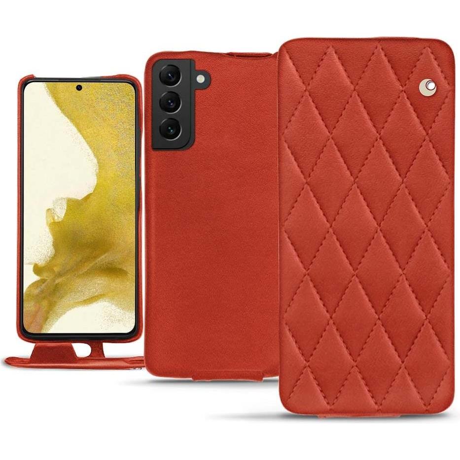 Noreve Lederschutzhülle vertikal (Samsung Galaxy S22), Smartphone Hülle, Orange