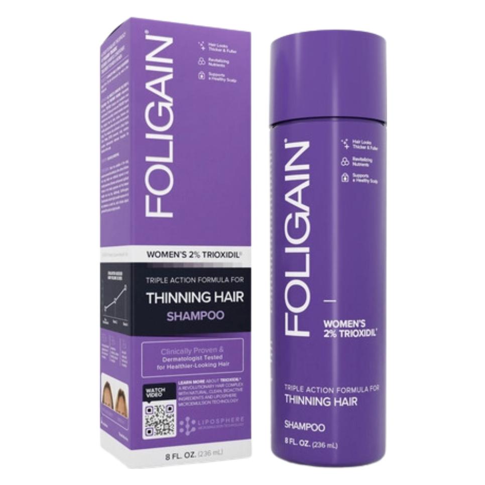 Foligain, Shampoo + Conditioner, Shampoo Tegen Haaruitval Triple Action (vrouwenshampoo) 236 Ml