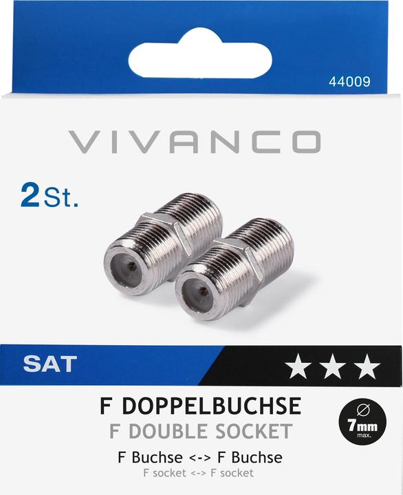Actual product image Vivanco F double socket 44009 STD B2-N 2 pieces (Plugs and connectors)