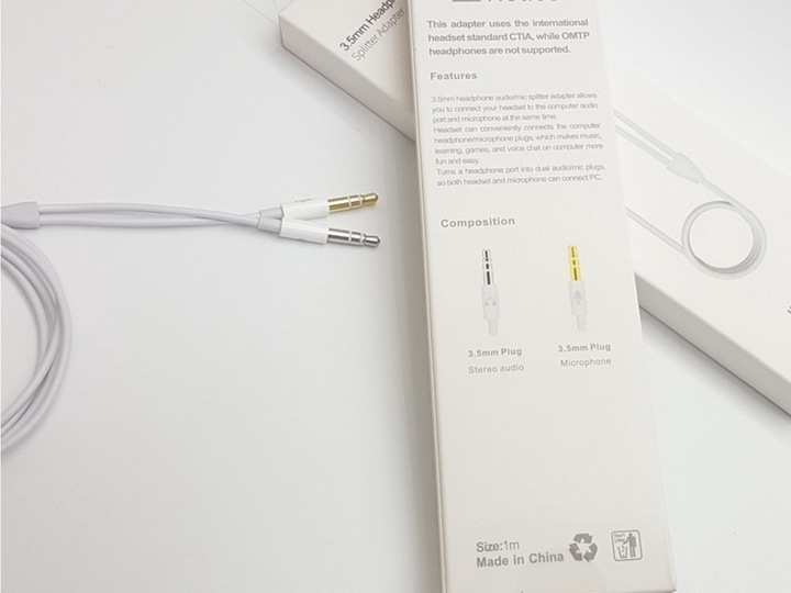Produktbild PowerGuard Mikrofon Kopfhörer CTIA Headset Splitter Adapter Dual 3.5mm