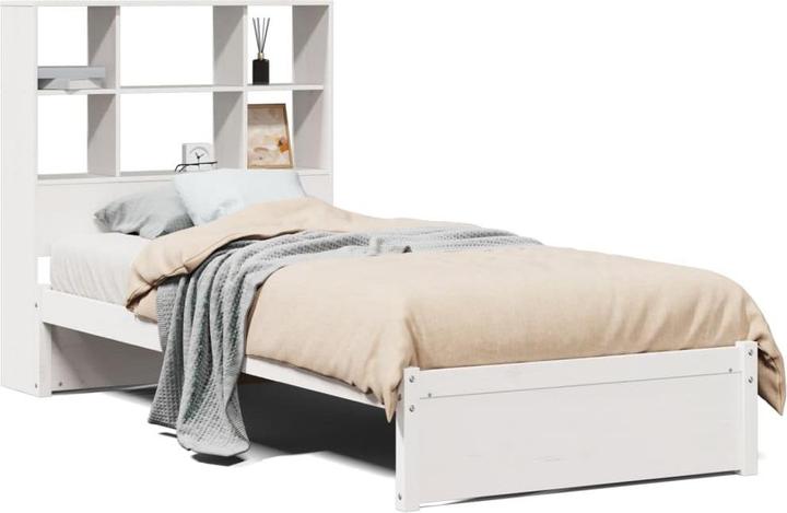 Produktbild vidaXL Massivholzbett Holzbett Bett mit Regal ohne Matratze 90x200cm Kiefernholz (90 x 200 cm)