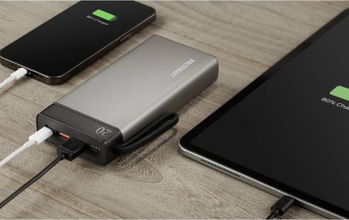 Actual product image Voltcraft PB-20-PD3.0 Powerbank 20000 mAh Power Delivery LiPo Grey-Black (20000 mAh, 74 Wh)