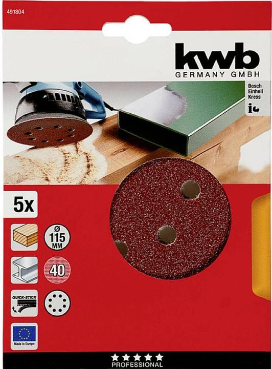 Actual product image kwb Velcro adhesive discs 115 Perforated K40 (40)