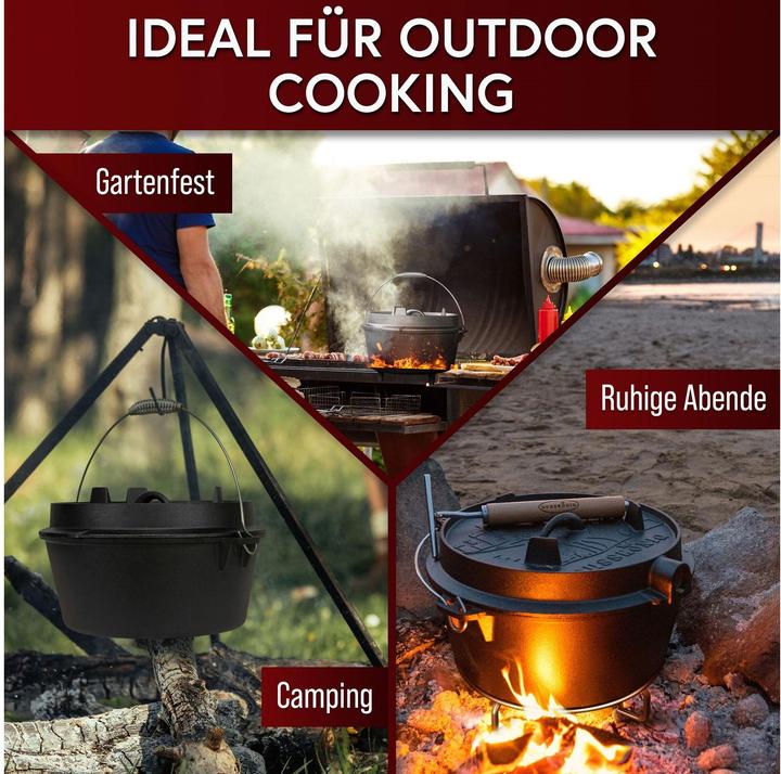 Immagine prodotto Gusskönig Dutch Oven Set 4.5 l mit Heber, Bürste, Untersetzer