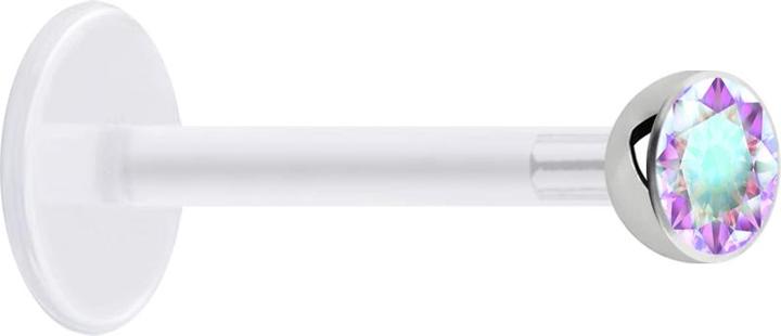 Produktbild Star Piercing Micro Labret transparent mit Kugel und Kristall multicolor (Bioflex, ohne Messing, Chirurgenstahl 316L)