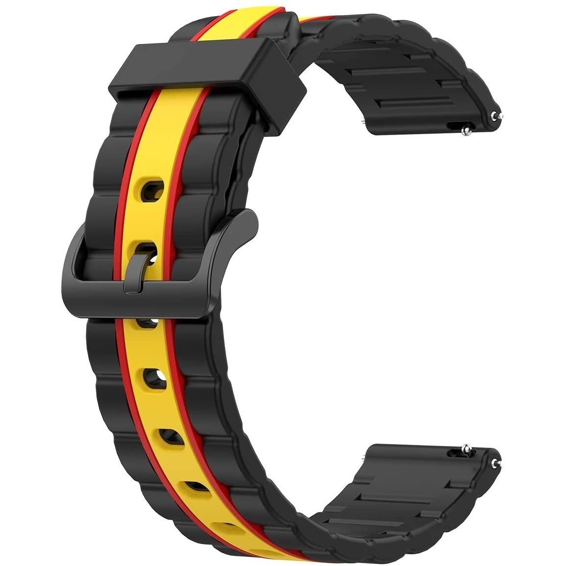Thumbnail - Strap-it Armband (22 mm, Silikon), Uhrenarmband, Schwarz, Gelb, Mehrfarbig