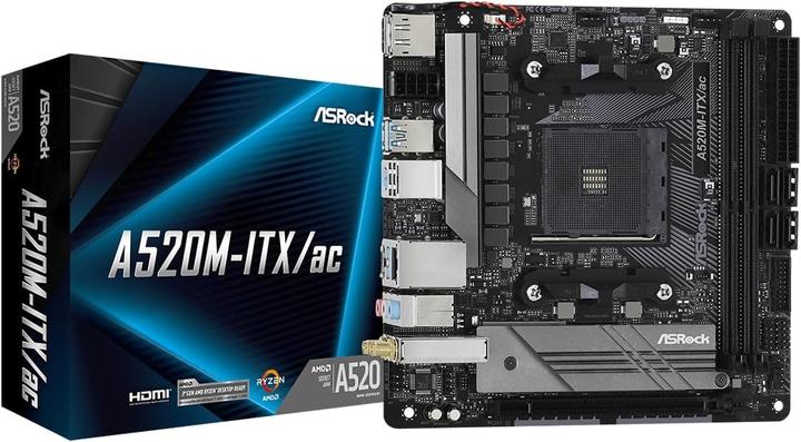 Actual product image AsRock A520M-ITX/ac (AM4, AMD A520, Mini-ITX)