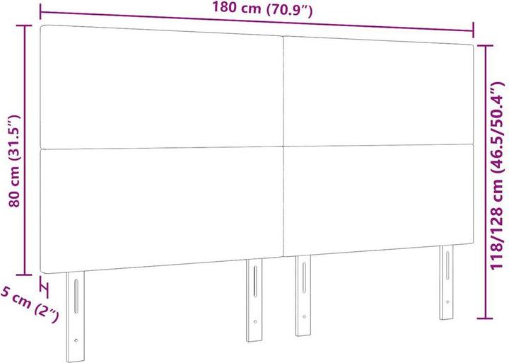 Produktbild vidaXL Gepolstertes Kopfteil (5 x 5 x 128 cm)
