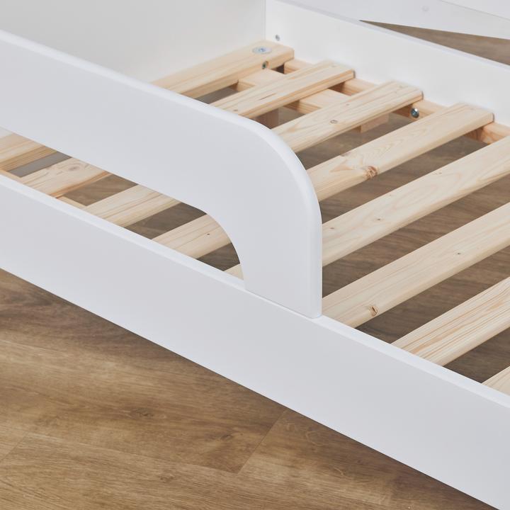 Produktbild Hoppekids Edles Kinderbett Kleinkinderbett aus MDF & massiver Eiche plus Rausfallschutz 70x160cm von (70 x 160 cm)