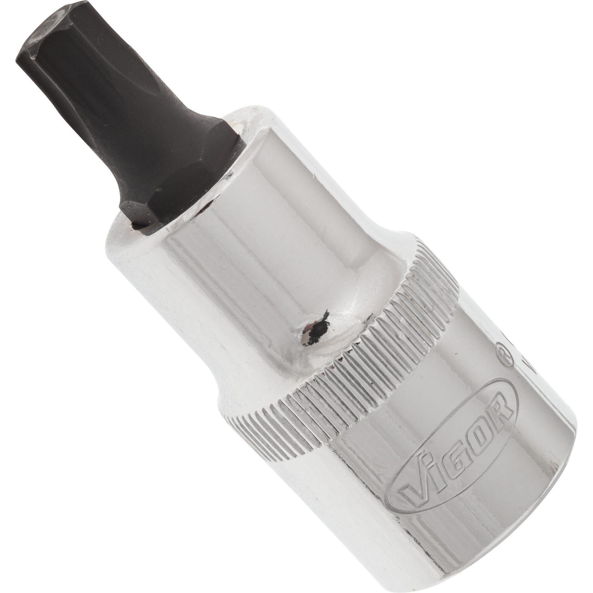Vigor, Steckschlüssel + Stecknuss, T Schraubendreher-Einsatz ∙ V2156 ∙ Vierkant12,5 mm (1/2 Zoll) ∙ T Profil ∙ T45