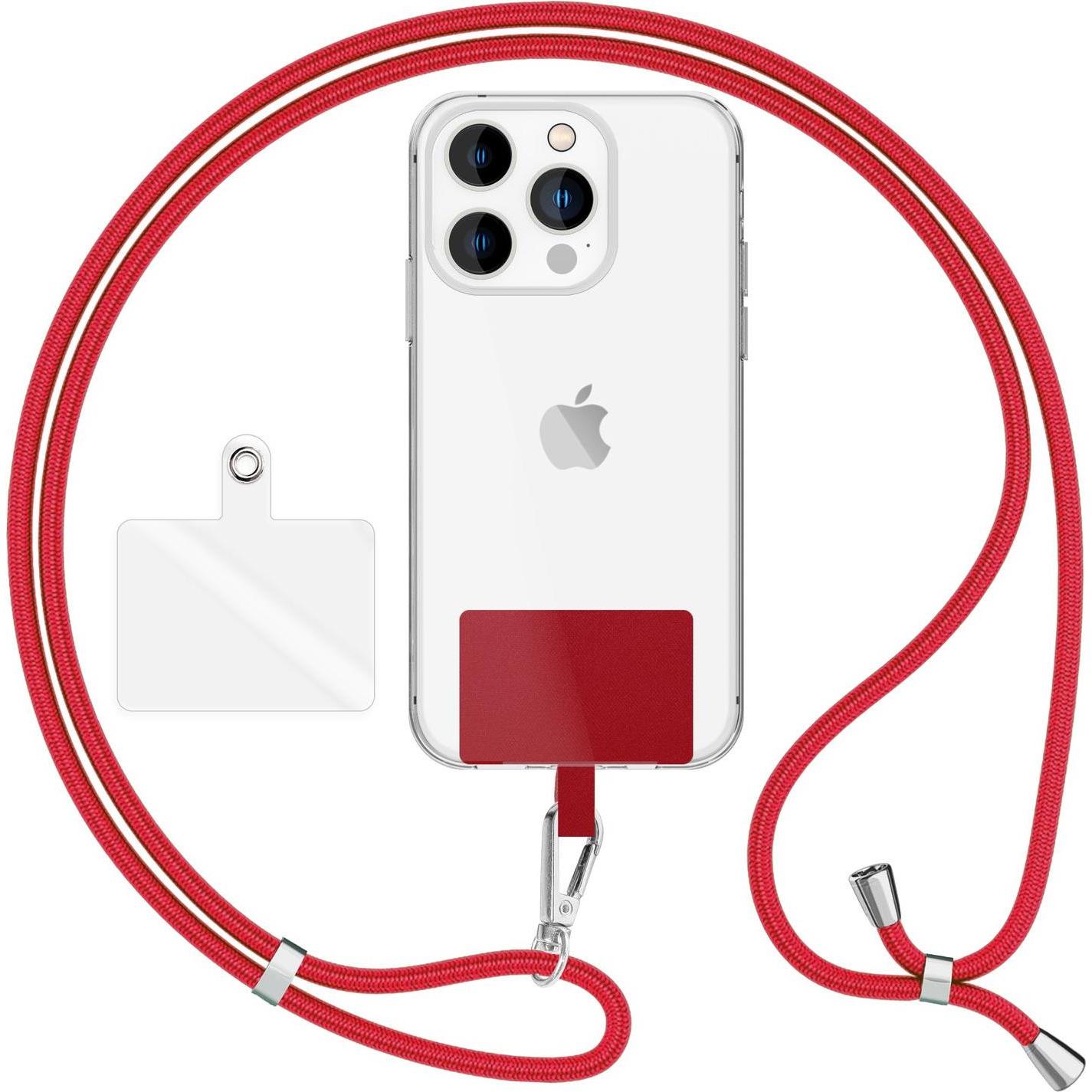 Nalia Universal Handykette zum Umhängen mit Pad, Handykette, Rot