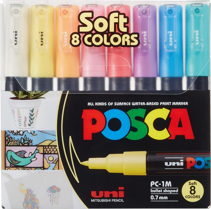Actual product image Posca Extra Fine Marker PC-1M Case 8 pcs Soft Colours Assorted (8x)