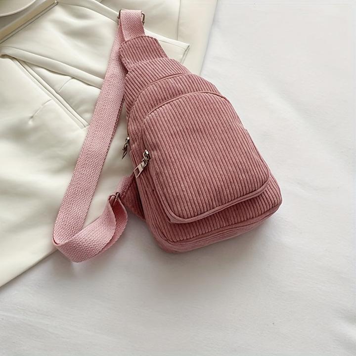 Only-Bags.Store Schicke schwarze Cord-Crossbody-Tasche - lässige Gürteltasche mit Reissverschluss, perfekt für