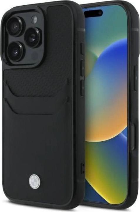 Produktbild BMW BMHCP16X22RSEPK iPhone 16 Pro Max 6.9" czarny/black hardcase Sign Leather Cardslot (Apple iPhone 16 Pro Max)