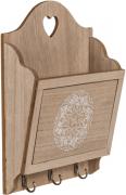 Actual product image Ootb Natural colored wooden key box with 3 hooks & (18 x 20 cm)