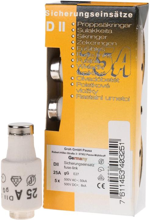 Produktbild Schönenberger Sicherungseinsätze DT II 25A (25 A)