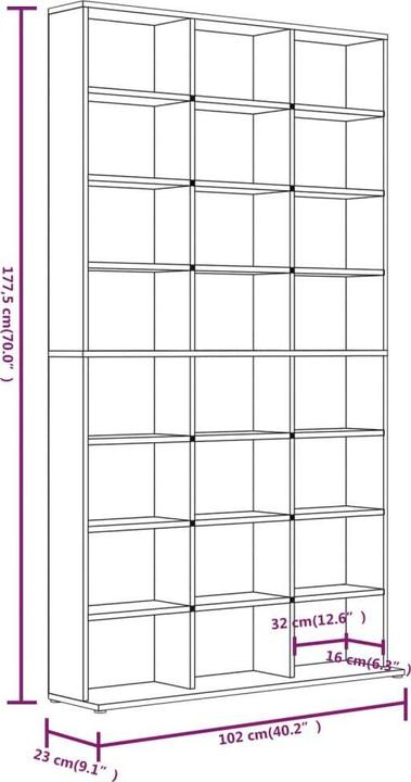 Actual product image vidaXL CD-Regal (102 x 23 x 177.50 cm)