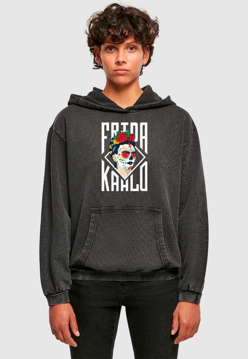 Produktbild Merchcode Ladies Frida Kahlo - Lettering Acid Washed Oversize Hoody - 178029 (S)