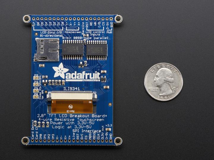 Actual product image Adafruit 2.8" TFT LCD with Touchscreen MicroSD Socket (Various)