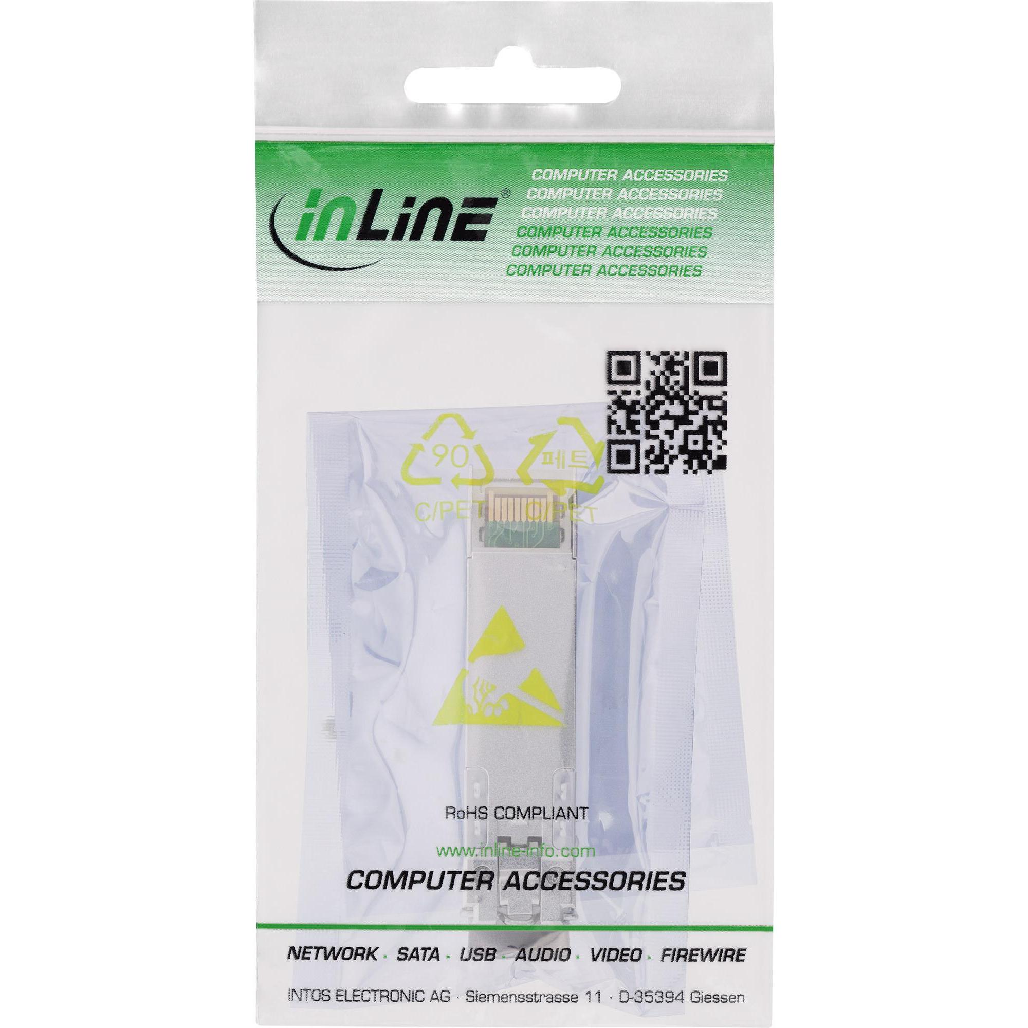 Thumbnail - InLine SFP+ Modul LWL 1310nm Singlemode mit LC Buchsen, 10km, 10Gb/s, Transceiver