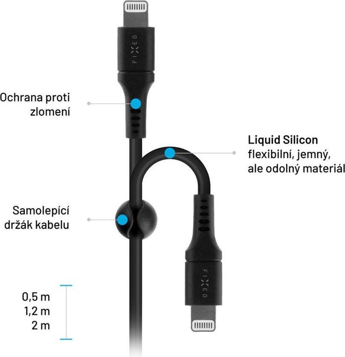 Actual product image Fixed Liquid Silicone Cable USB-C/Lightning, 0,5m, black (0.50 m)