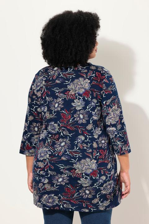 Actual product image Ulla Popken Paisley Split Neck Knit Tunic (58)