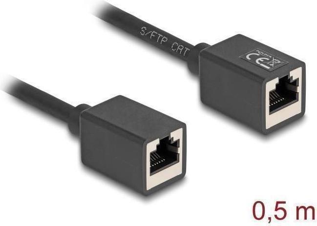 Actual product image Delock Network extension cable coupling RJ45 socket to R (S/FTP, CAT6a, 0.50 m)