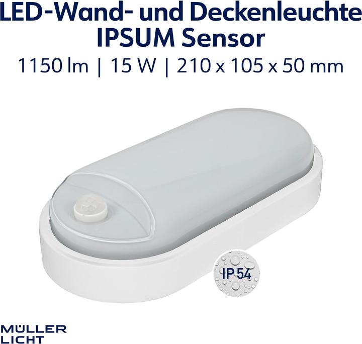 Image du produit StarLicht Luminaire LED pour locaux humides avec mouvement (550 lm)