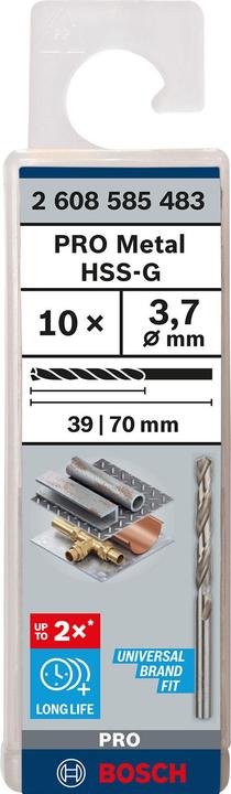 Produktbild Bosch Professional Zubehör PRO Metal HSS-G Spiralbohrer, 3,7 x 39 x 70 mm (3.7 mm)