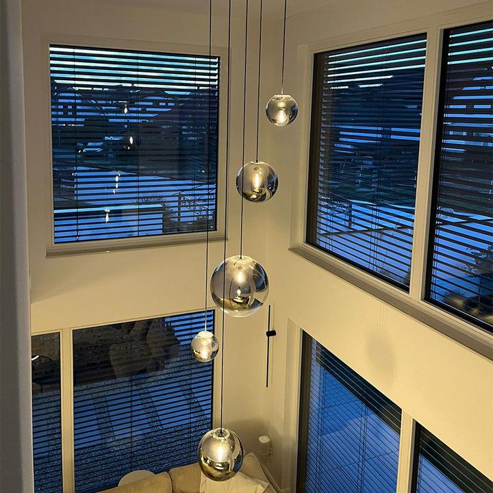 Immagine prodotto s.luce Lampada da galleria a globo in vetro Orb con sospensione di 5 metri (E27)