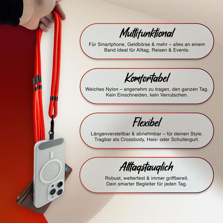 Image du produit Nalia HoldMe Lanyard Handykette - Universal Trageband für Smartphones - Verstellbar, Soft & Elastisch