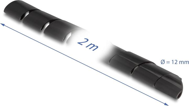 Image du produit Delock Tuyau spiro flexible 2 m x 12 mm noir (Tuyau spiralé pour câble, 200 cm)