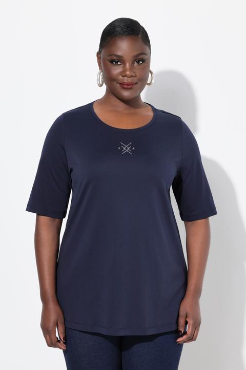 Produktbild Ulla Popken T-Shirt, Ziersteine, A-Linie, Rundhals, Halbarm (58)