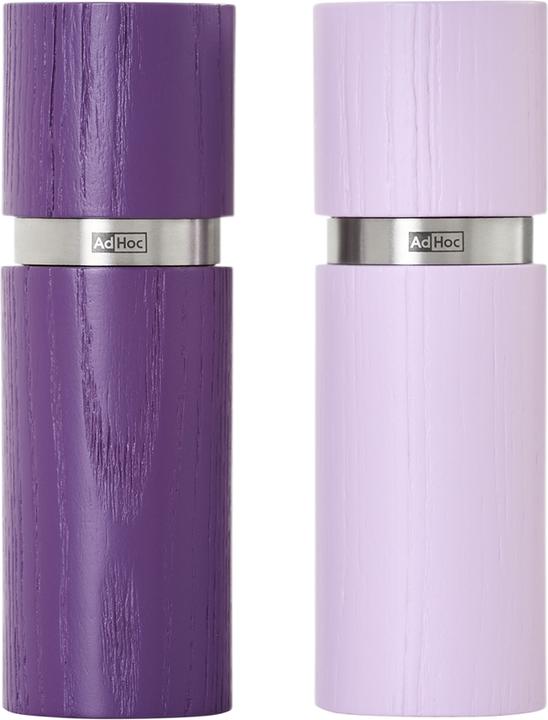 AdHoc Textura peper- en zoutmolenset, donkerpaars&lichtpaars, CeraCut® keramische molen, essenhout (Peper, Zout)