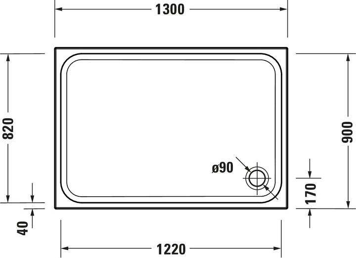 Actual product image Duravit Rectangular shower tray D-CODE with anti-slip, white 1300x900x85mm (130 cm, 90 cm)