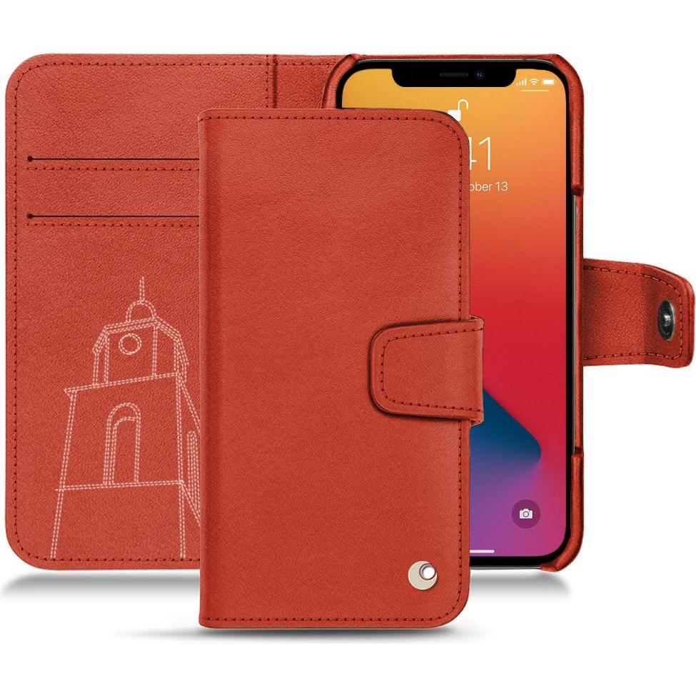 Noreve Lederschutzhülle Wallet (Apple iPhone 13 Pro Max), Smartphone Hülle, Orange