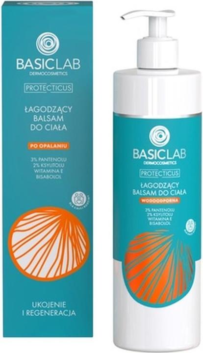 BasicLab BASICLAB Protecticus łagodzący balsam do ciała po opalaniu 3% Pantenol, 2% Ksylitol, Witamina F (300 ml, After Sun Balm)