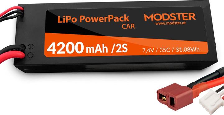 Actual product image Modster LiPo Battery 2S 7.4V 4200 mAh 35C (Deans) PowerPack Car Hardcase (7.40 V, 4200 mAh)