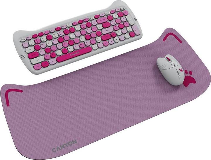 Productafbeelding Canyon Computertoetsenbord HSET-W6 NL Toetsenbord+Muis Kitty Edition AAA+ Draadloos Roze (104 Sleutels)