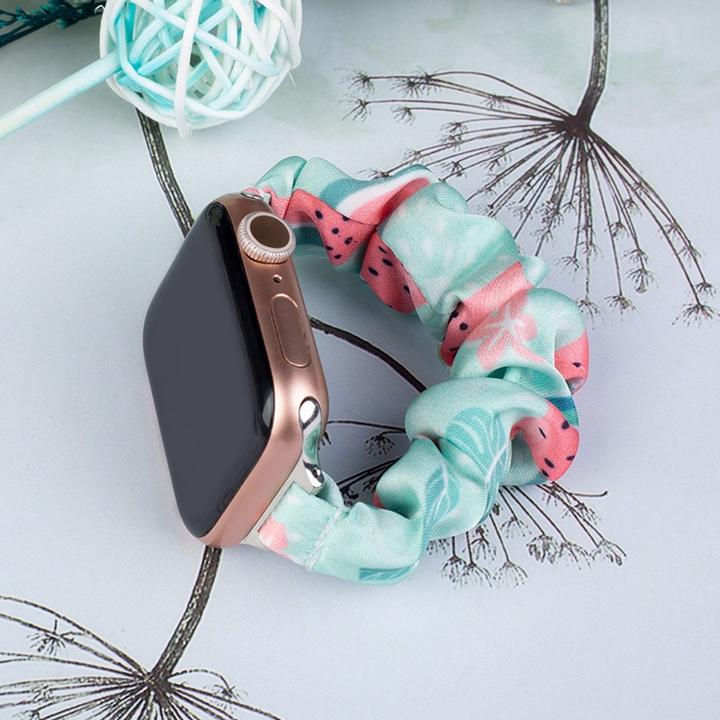 Produktbild Hurtel Stoff Watch 7 7/6/5/4/3/2 / SE (45/44 / 42mm) Armband Armband Armband auf elastischem Wassermelone (42 mm, 44 mm, 45 mm, Textilmaterial mit Gummizug)