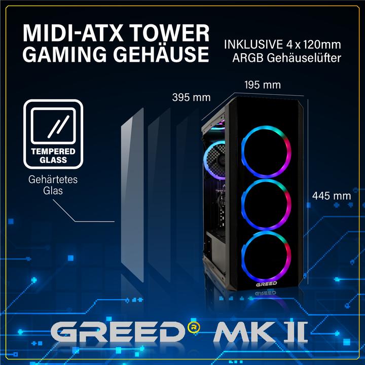 Produktbild Greed MK2 INTEL - Gaming PC - RTX 5060 Ti (1000 GB, Intel Core i7-12700F, GeForce RTX 5060 Ti)