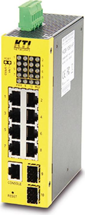 KTI Networks KTI KGS-1060-HP 10-Port Ind.Giga PoE-Sw. DIN Rail, 8x RJ45, 2x 100/1000SFP (10 Ports)