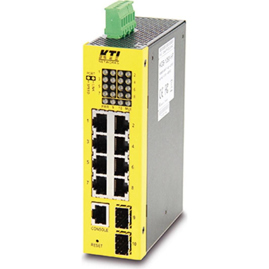 KTI Networks KTI KGS-1060-HP 10-Port Ind.Giga PoE-Sw. DIN Rail, 8x RJ45, 2x 100/1000SFP (10 Ports), Netzwerk Switch, Sch...